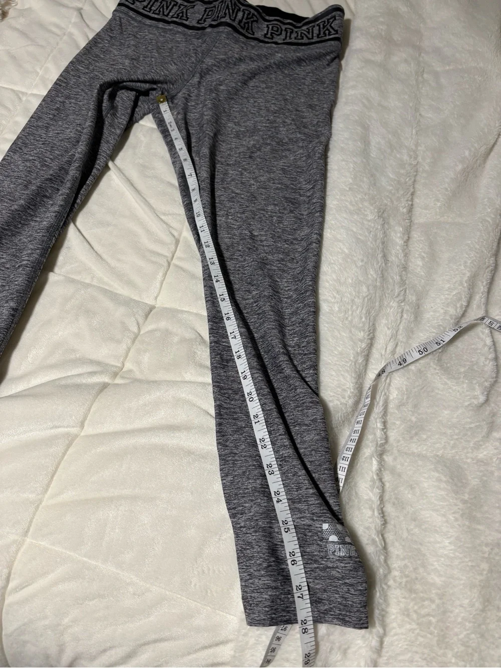 PINK Victoria's Secret Gray Heather Active Gym Yoga Leggings Branded Waistband